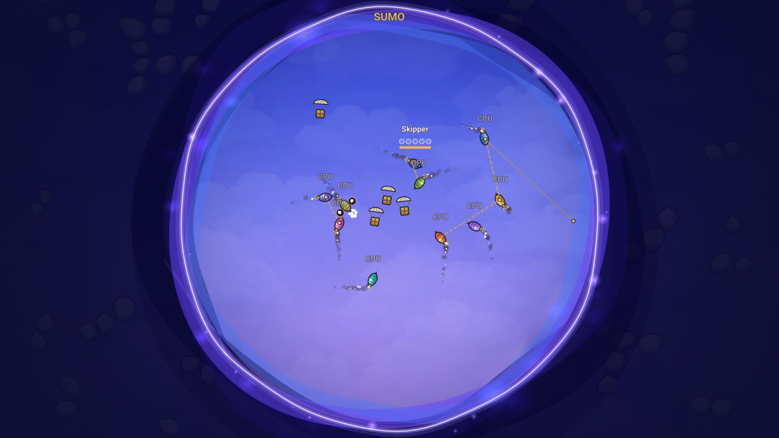 The crew packed inside the ring in a Sumo round